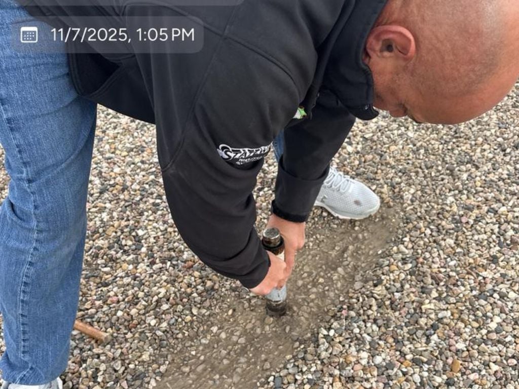 A core sample on a Built-Up Roofing (BUR) system