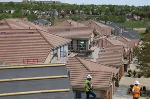 Excel Roofing crews replacing 1000's of concrete tiles at the Calmante community in superior colorado
