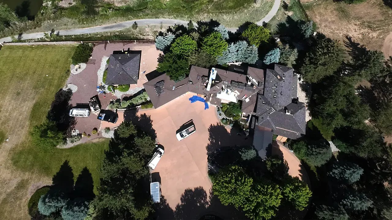 Home in Cherry Hills colorado with a Brava synthetic shake roof being installed