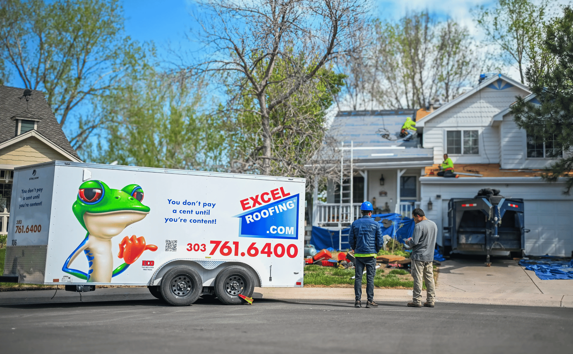 Excel Roofing Crew installing certainteed presidential shingles on a home in parker colorado copy