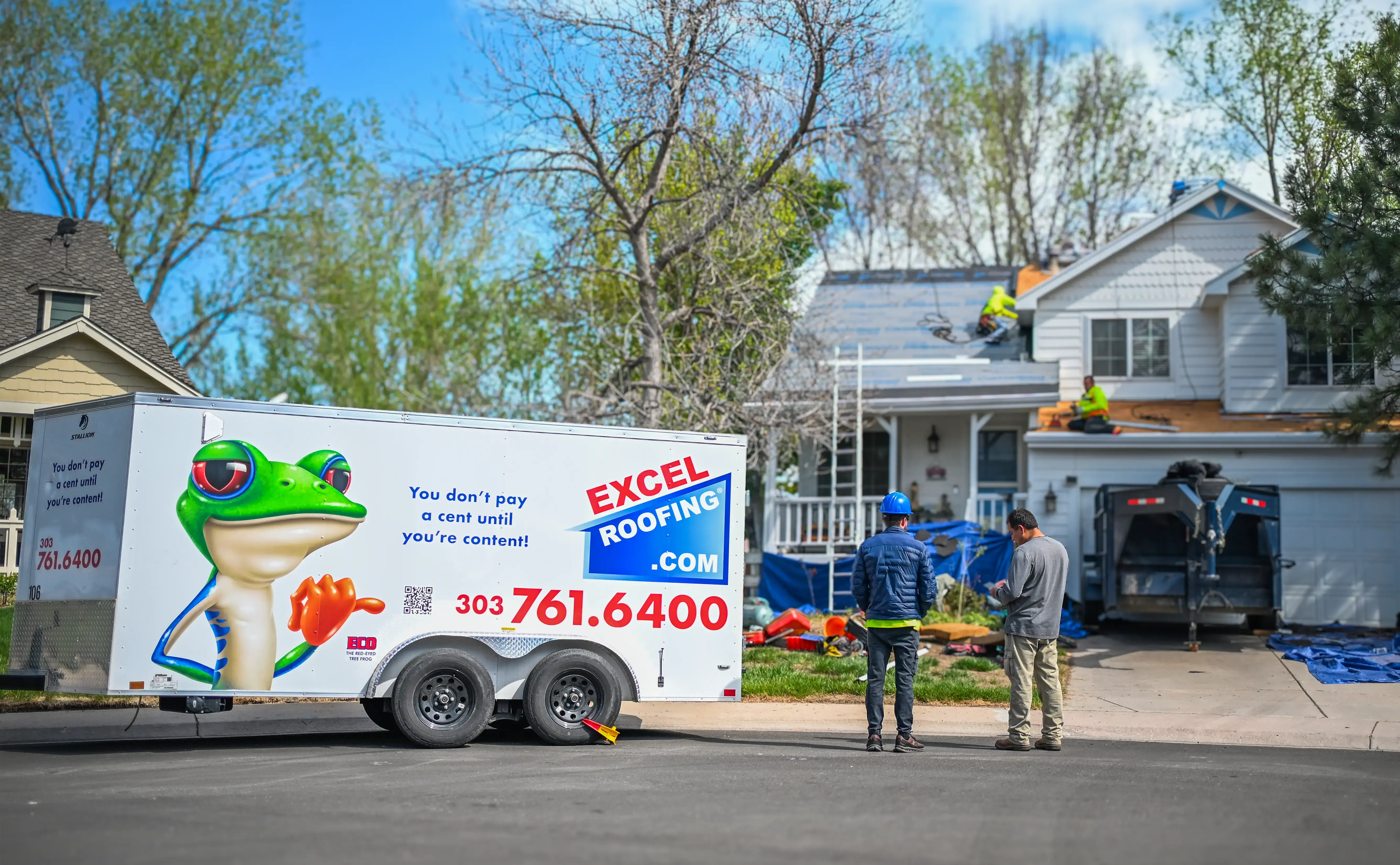 Excel Roofing Crew installing certainteed presidential shingles on a home in parker colorado copy