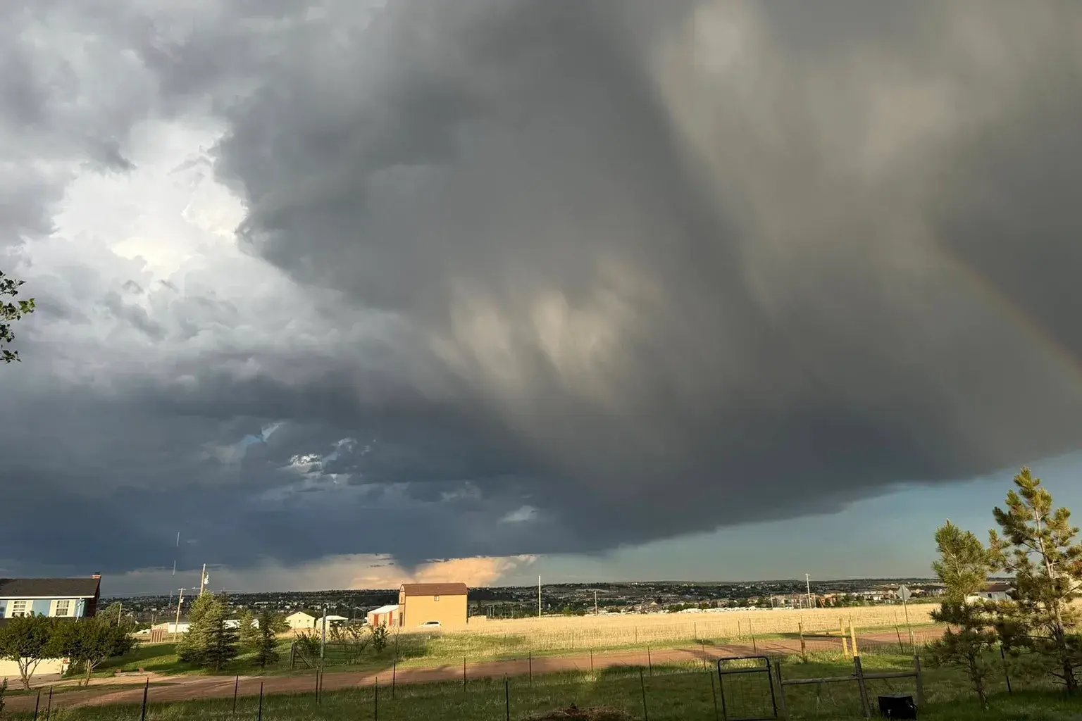 Franktown being approached by a large storm that produced hail