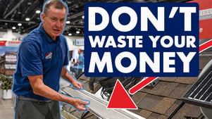 J Bretz holding fine mesh gutter protection, at the Excel Roofing booth at the colorado home adn garden show