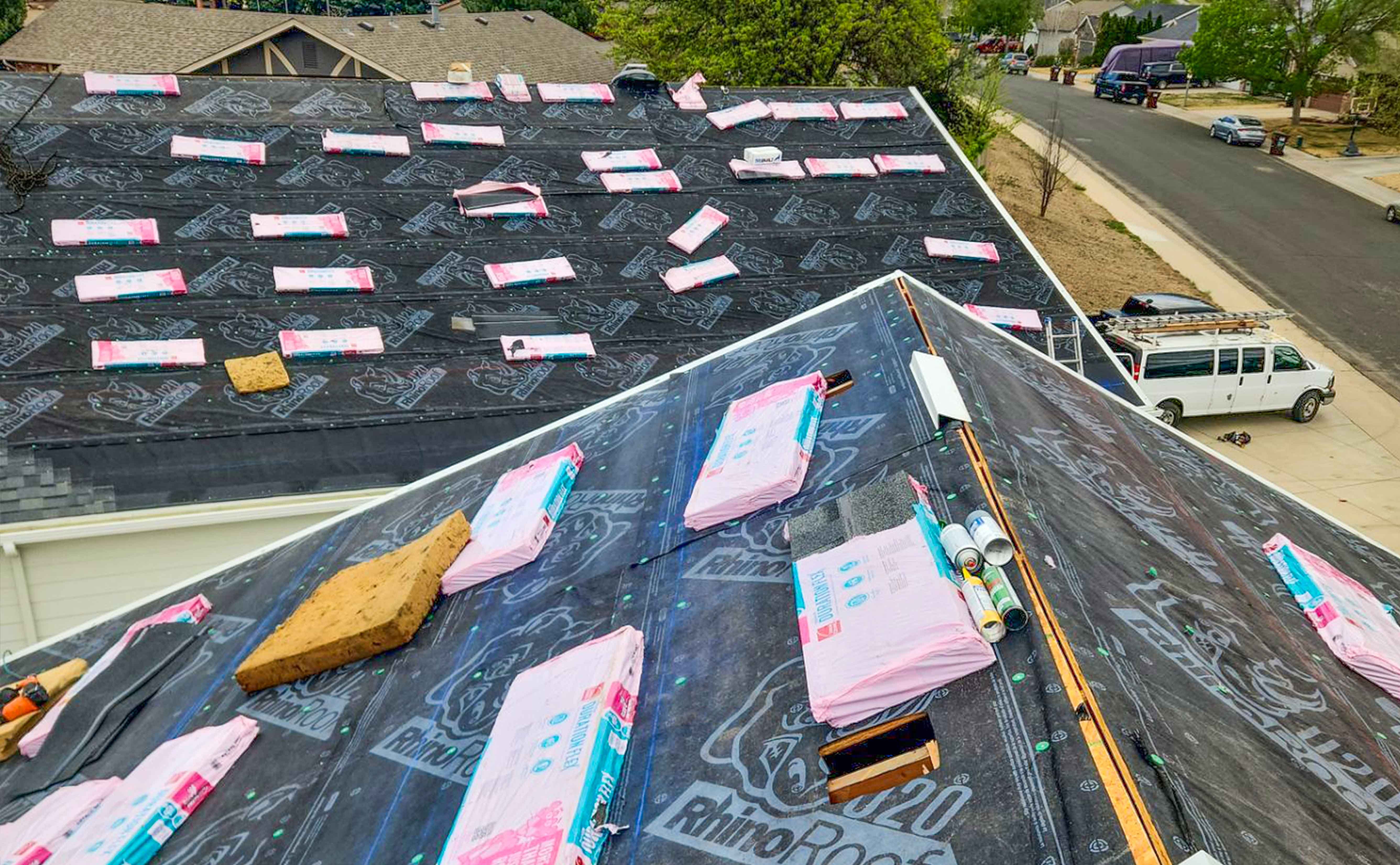 Owens Cornign Duration Flex shingles being installed on a roof with proper underlayment