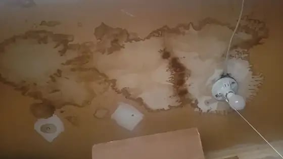 Roof leak causing damage to ceiling and electrical components