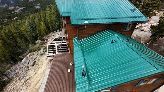 green metal roof on a colorado mountain home_2