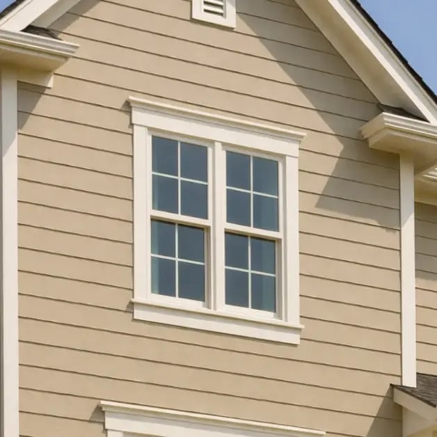 Hardie board fiber cement siding installed on residential home exterior