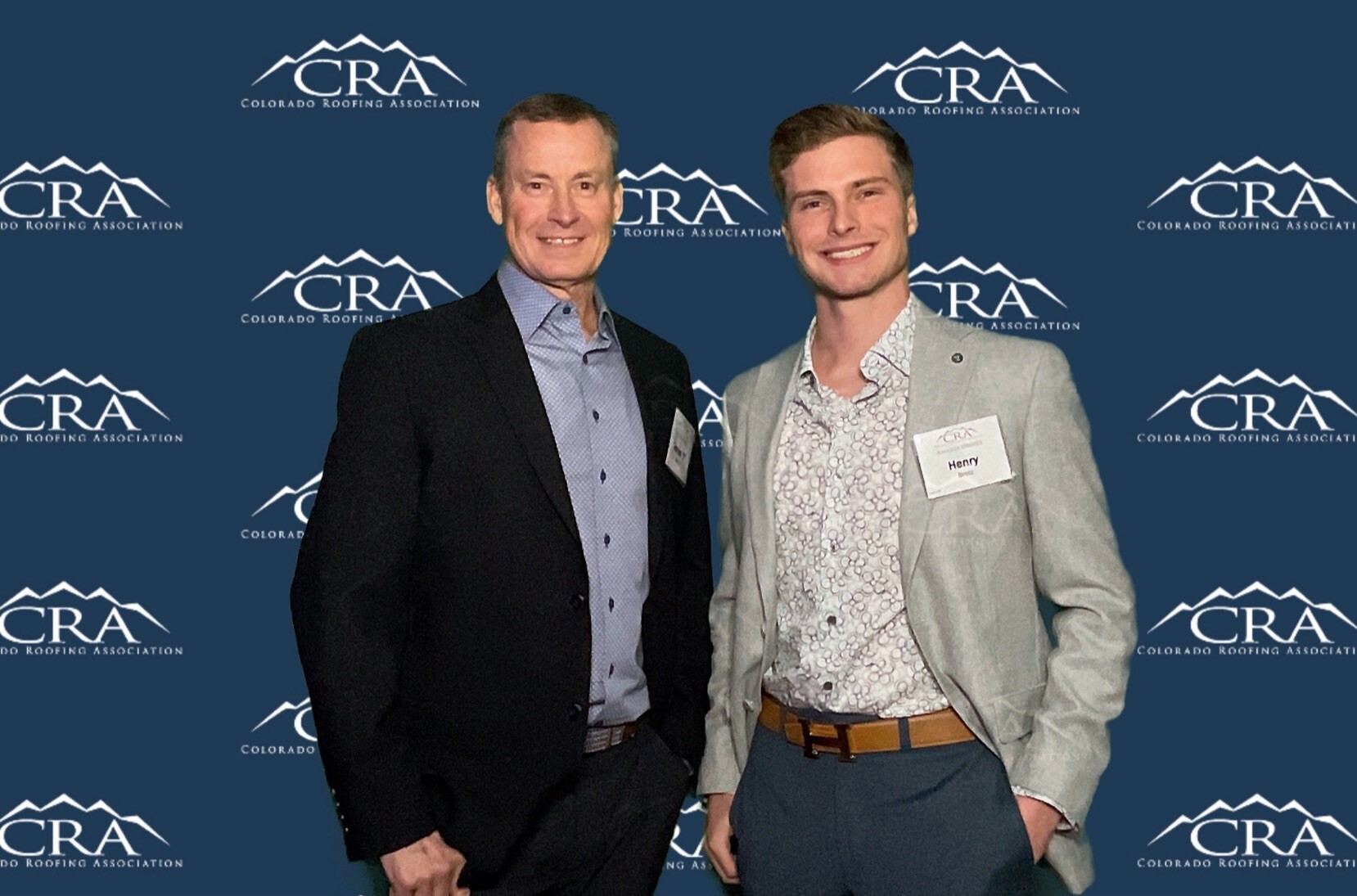 J Bretz and Henry Bretz at Colorado Roofing Association awards dinner