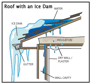 roof with an ice dam