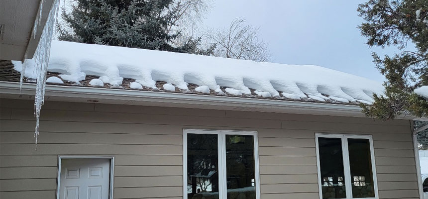 Ice dam on home's roofing